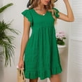 thumbnail image 5 of Diufon Women's Trendy Dresses V Neck Ruffle Sleeveless Dress High Waist Solid Color Pleated Short Dress, 5 of 7