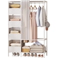 thumbnail image 1 of Armario Armario Armario Armario Armario Independiente Armario con Barra para Colgar y Cortinas Armario de Dormitorio Armario de Almacenamiento (Blanco),White, 1 of 2