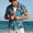 Light Blue, variant on Men's Flower Printed Hawaiian Shirts Big and Tall Summer Short Sleeve Beach Button Down Hawaiian Shirt Casual Vacation Tops Party Clothes Light Blue L