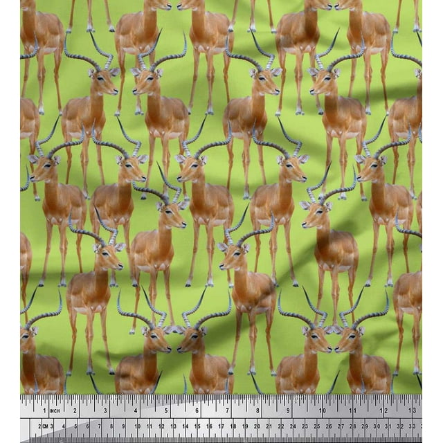Soimoi Cotton Duck Fabric Reindeer Animal Decor Fabric Printed Yard 42 Inch Wide
