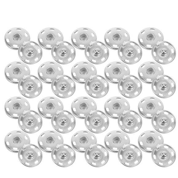 OULII 50Sets Metal Snap Buttons Silver Sew on Fasteners for Clothes Craft Sewing Projects