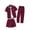 Burgundy, variant on Men's 3 Piece Set Plaid Trim Button-down Shirt with Drawstring Waist Pants and Shorts Textured Outfit for All Season
