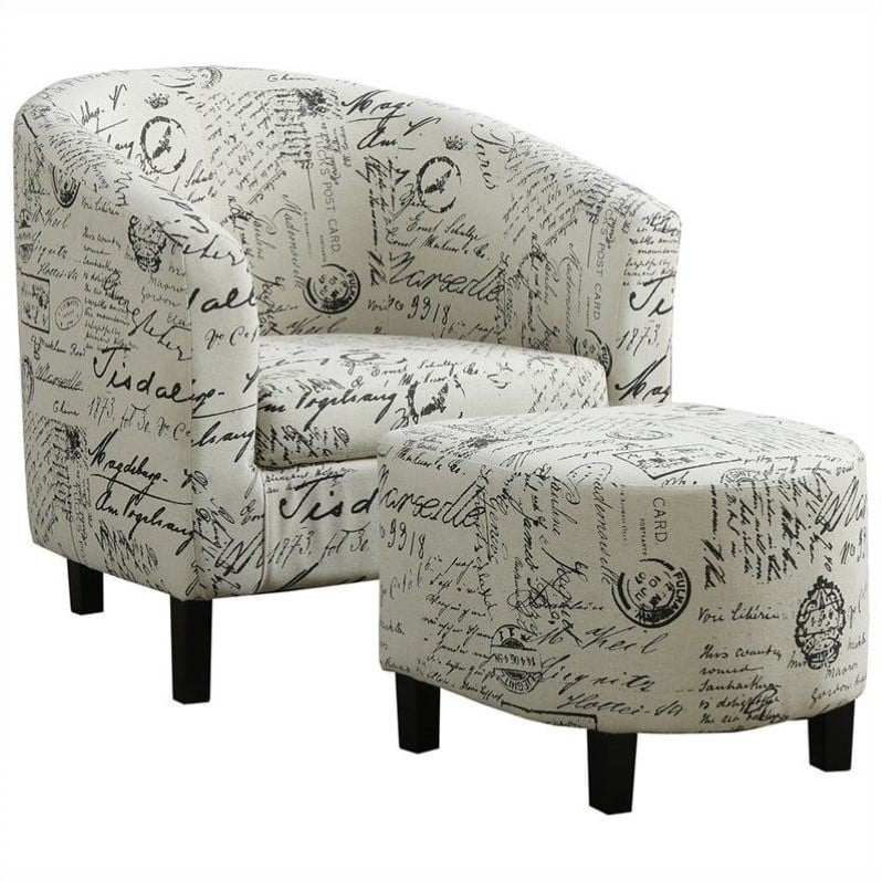 Kingfisher Lane Accent Barrel Club Arm Chair and Ottoman ...