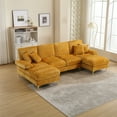 thumbnail image 3 of U-Shape Sectional Sofa with Pillows, Large Chenille Fabric 6-Seater Sofa with Metal Legs and Soft Paded Seat, Modern Accent Sofa Couch for Living Room Apartment Large Space, 3 of 7