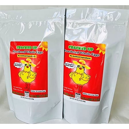 4 POUNDS (64 OZ) Whole Powdered Eggs, 2-Pack, WHY PAY MORE? Freshest Eggs, USA, Makes 140 Large Eggs, 1 INGREDIENT - EGGS! FARM FRESH, NON GMO, NATURAL, RESEALABLE POUCH.