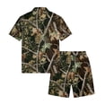 thumbnail image 4 of Dwelliawo Men's Tree Camo Print Button Up Shirt and Shorts Set Casual 2 Piece Summer Outfit, Breathable Loose Fit Outfits for Daily Wear and Outdoor Sports Camel L, 4 of 5