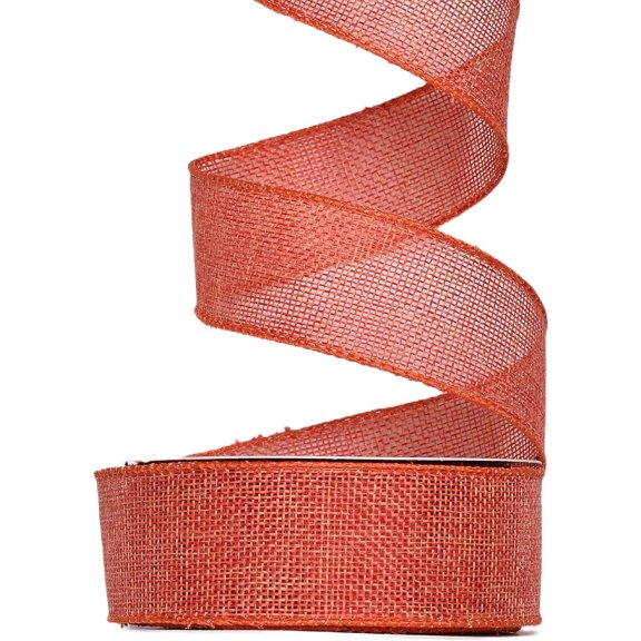 Burlap Orange Wired Ribbon, 1 1/2 inch 10 Yard, Jute Ribbon for Decoration Bows Craft Gift Wrapping Wreath