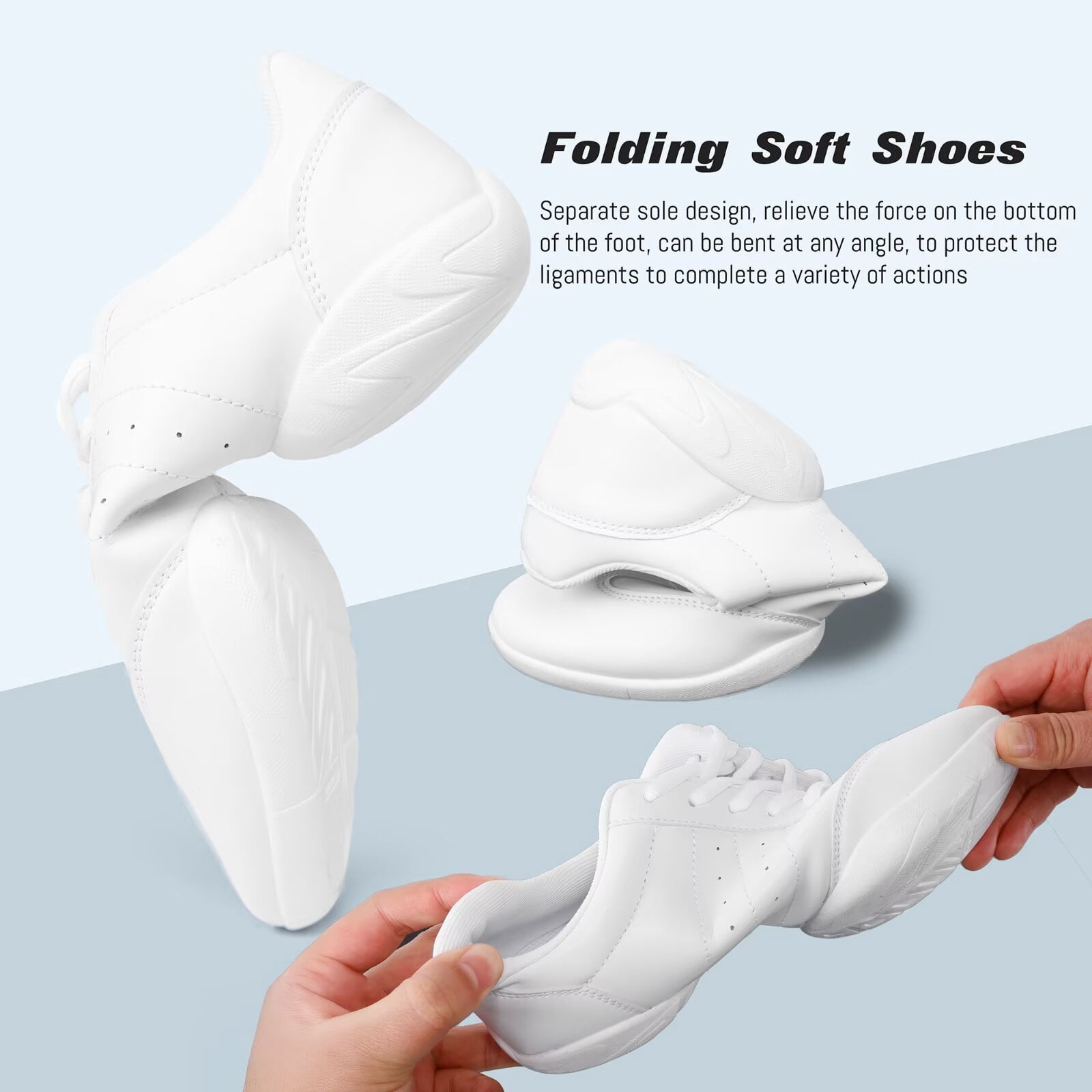 ARCLIBER White Cheer Shoes PU Leather Cheerleading Shoes Lightweight Womens Cheer Shoes Size 6