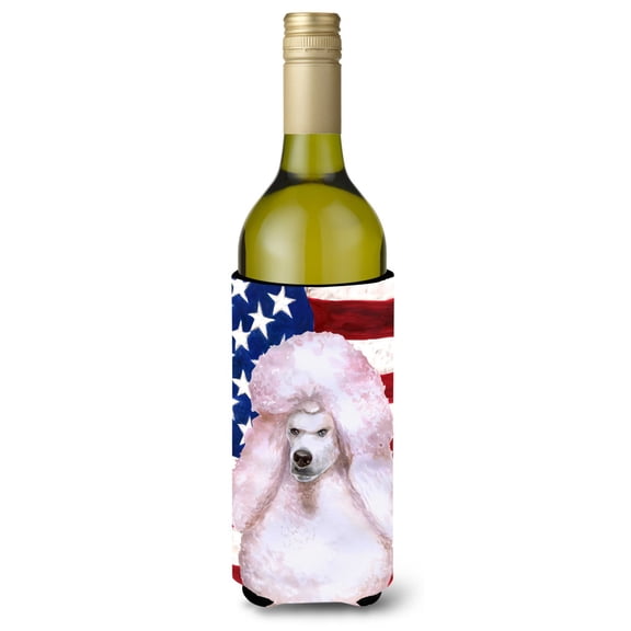 Carolines Treasures BB9717LITERK White Standard Poodle Patriotic Wine Bottle Beverge Insulator Hugger  Wine Bottle