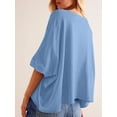 thumbnail image 3 of Women's Sleeve Crewneck T Shirts Loose Casual Summer Tops Comfy Basic Tees, 3 of 5