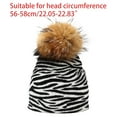 thumbnail image 3 of Unisex Cute Cow Zebra Print Beanie Hat Detachable Pompom Warm Knitted Cap, 3 of 15