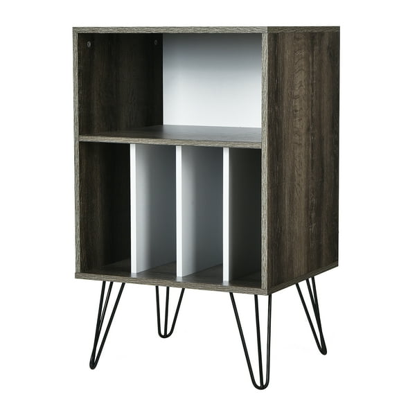 Costway Record Player Stand Turntable Stand Display Shelf Media Storage Cabinet Walnut