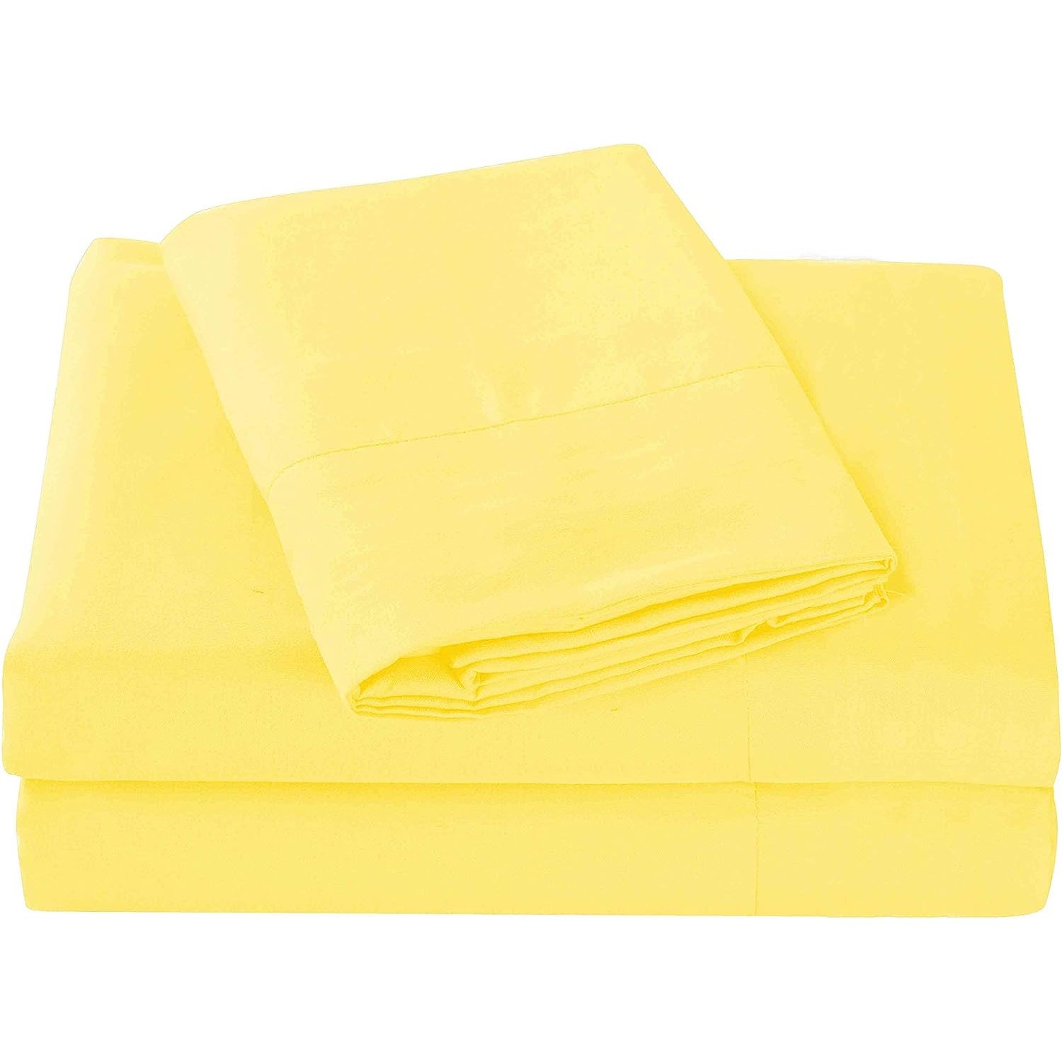 Super Soft 1800 Series Cotton Touch Microfiber 4 Piece Sheet Set (Yellow, Queen Size)