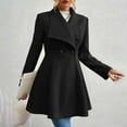 thumbnail image 7 of Womens Elegant Classic Woolen Button Down Coat Long Sleeve Lapel Collar Open Front Dressy Long Jacket, 7 of 7