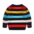 thumbnail image 3 of Hotiary 2-10 Years Toddler Kids Striped Cable Knit Sweater Boys Girls Long Sleeve Crew Neck Chunky Pullover Sweater, 3 of 12