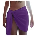 thumbnail image 2 of TEVEQ Womens Summer Solid Beach Skirt Side Knot Short Skirt Swimsuit Cover Ups Swimsuit Coverup for Women Skirt Sarong Coverups for Women Cover Ups for Swimwear Women Purple One Size, 2 of 8