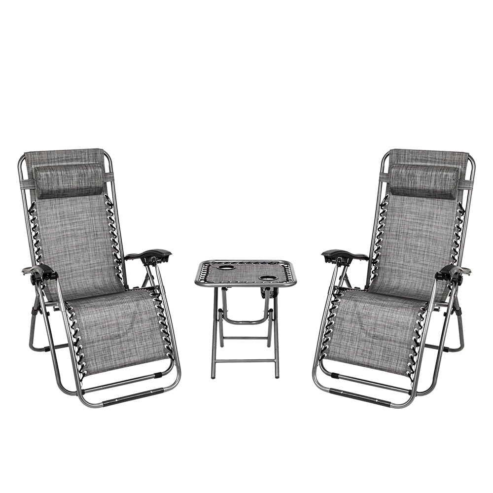Kepooman 2PCS Zero Gravity Lawn Chair, Anti Gravity Lounge Chair Adjustable Recliner w/ Portable Cup Holder Table for Yard, Balcony, Porch, Gray Kepooman 2PCS Zero Gravity Lawn Chair, Anti Gravity Lounge Chair Adjustable Recliner w/ Portable Cup Holder Table for Yard, Balcony, Porch, Gray