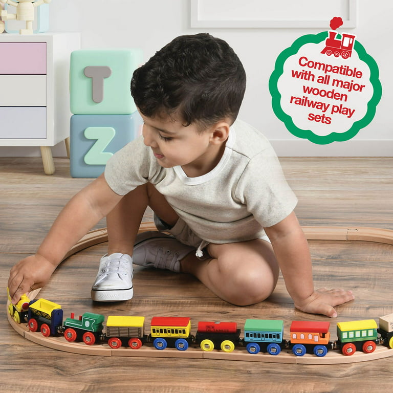 Wooden Train Set 12 PCS - Train Toys Magnetic Set Includes 3