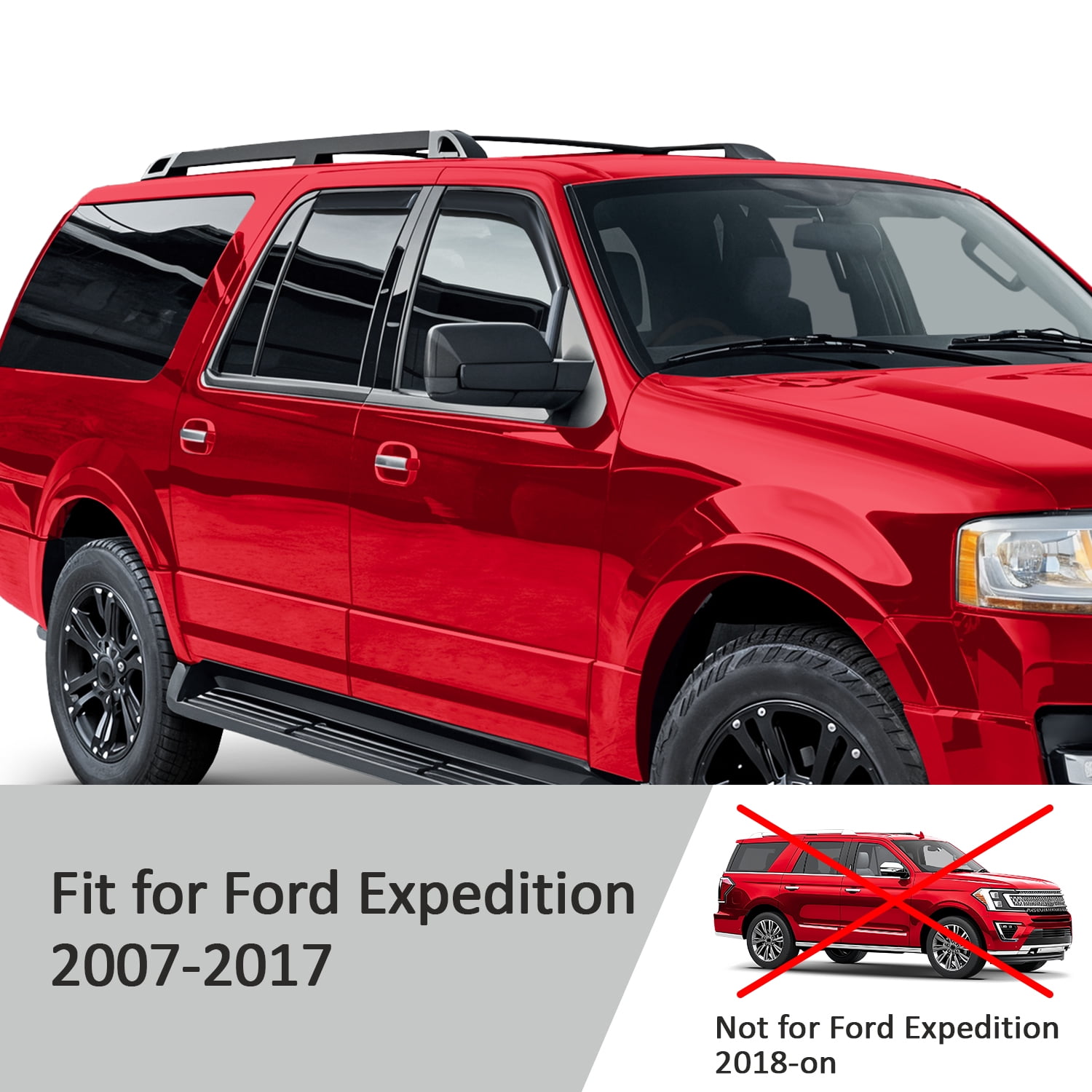 Voron Glass Extra Durable Rain Guards for Ford Expedition 20072017/Lincoln Navigator 20072017, Window Deflectors, Vent Window Visors, 4 Pieces - 200530