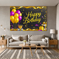 thumbnail image 5 of Black Background Happy Birthday Banner with Gold Purple Balloons Crown Gifts Backdrop Party Decorations Photography Props Birthday Party Supplies, 5 of 7