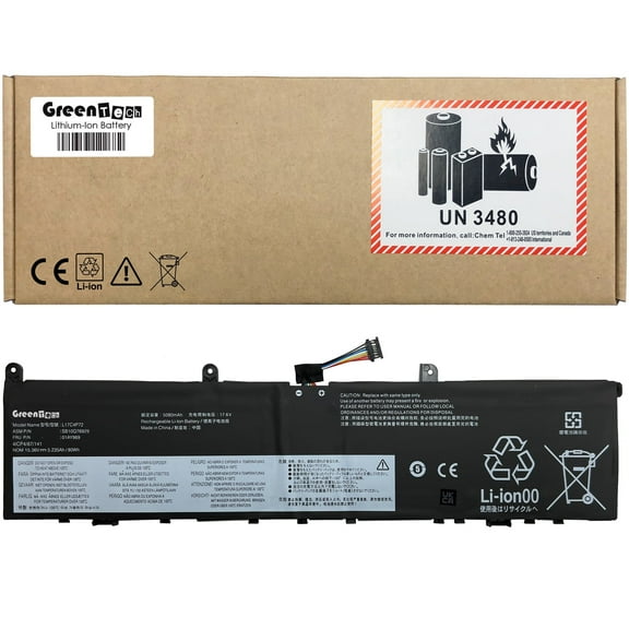 GREENTECH L17C4P72 L18M4P71 BATTERY FOR THINKPAD X1 EXTREME GEN 1, THINKPAD P1 GEN 1 77WHR 5B10W13899 01YU911 01AY969