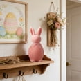 thumbnail image 5 of chaungfeng 1PCS Flocked Bunny Easter Decorations with Bow Ties, 5.91 Inch Pastel Rabbit Figurines for Easter Centerpieces, Spring Home Tabletop Shelf Decor & Seasonal Gift (Pink), 5 of 6
