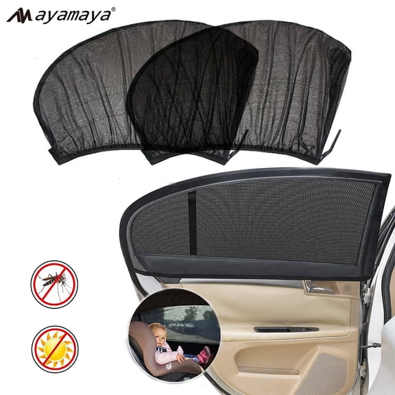 [2 PACK]Car Rear Window Shades, AYAMAYA Double-Layer Mesh Car Window Shade Breathable Sunshade Keep Interior Cool Universal Fit for Most Vehicles