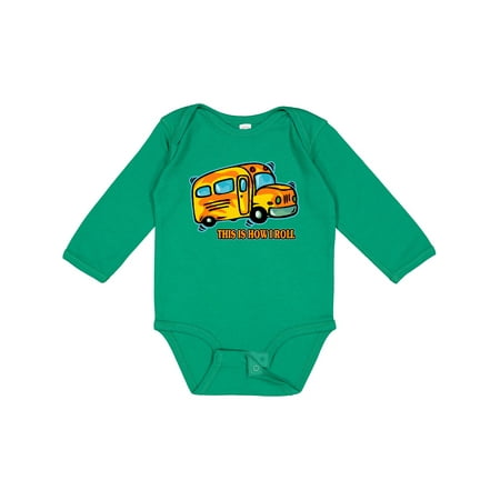 

Inktastic How I Roll School Bus Gift Baby Boy or Baby Girl Long Sleeve Bodysuit