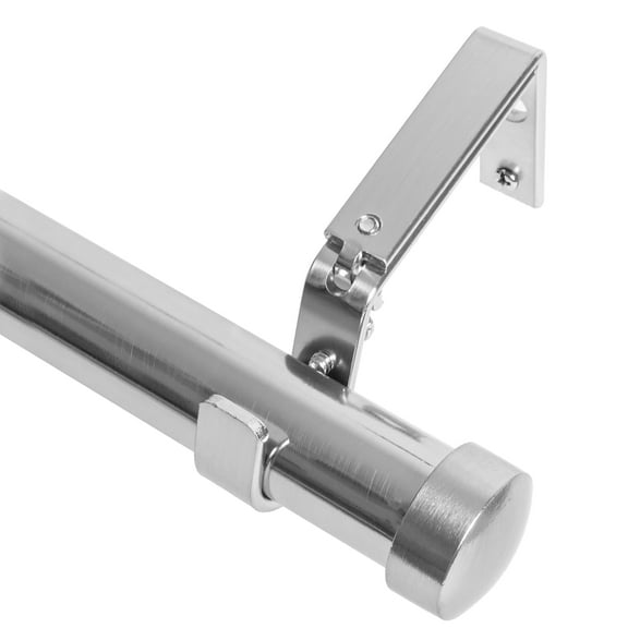 MERIVILLE 1-Inch Diameter End Cap Single Window Treatment Curtain Rod, 28-Inch to 48-Inch, Satin Nickel