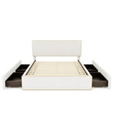 Churanty Queen Size Upholstered Platform Bed with 4 Drawers and Golden Edge on the Headboard & Footboard, White - Walmart.com