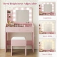 thumbnail image 4 of Vanity Desk with Mirror and Lights, Makeup Vanity with Power Outlet, 3 Lighting Modes Adjustable Brightness, Small Vanity Table Set with 2 Drawers, Makeup Table for Bedroom, 4 of 7