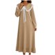 thumbnail image 3 of TaTaai 3/4 Sleeve Doll Collar Skirt, Women's Solid Color Bow Pleated Nightgown, Below Calf Length, Ideal for Home Daily Casual Outfits Gift, 3 of 6