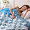 thumbnail image 4 of Teler Checkered Weighted Blanket for Adults 20 lbs, Soft Cooling Heavy Blanket for Sofa Bed, 48" x 72", Blue, 4 of 8