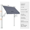 thumbnail image 3 of VEVOR 98 x 47" Patio Awning Retractable, Awning Sunshade Shelter with Manual Crank Handle, Outdoor Patio Canopy Sunsetter Deck, Adjustable Height from 86 to 122 in, for Patio/Balcony/Yard, Dark Gray, 3 of 9