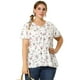 thumbnail image 3 of Women's Plus Size Top Floral Pintuck Half Placket Elastic Waist Flare Sleeve Peasant Shirt White 3X, 3 of 7