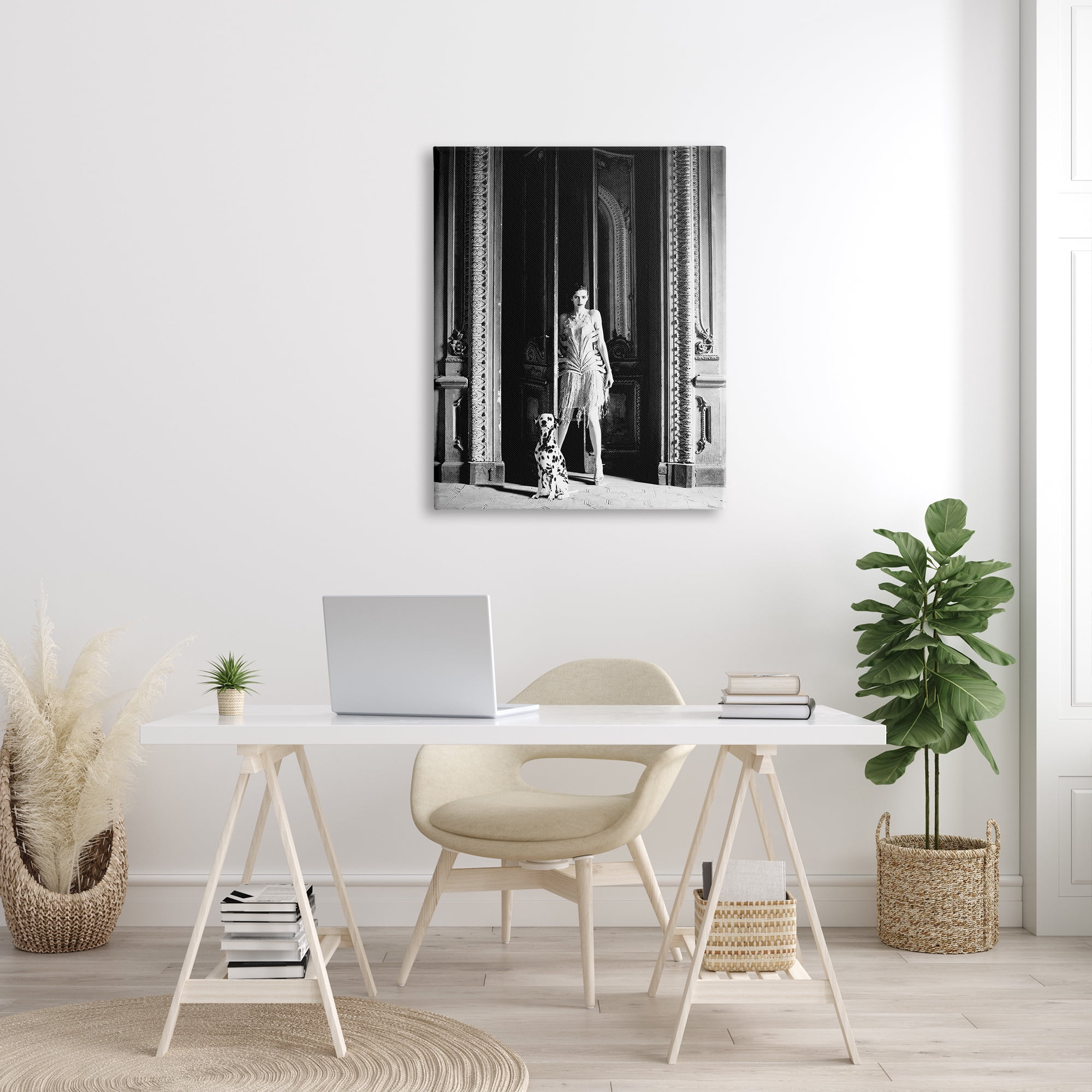 Stupell Industries Upscale Fashion Woman Dalmatian Dog Ornate Building Photograph Gallery Wrapped Canvas Print Wall Art, Design by Leah Straatsma