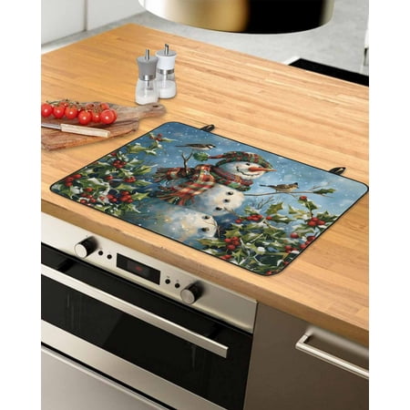 

Blue Christmas Snowman Stove Top Covers for Electric Stove Heat Insulation Fireproof Glass Cooktop Cover Counter Top Glass Stove Cover for Prevent Scratches 31 x24 Xmas Botanical Berry Vintage