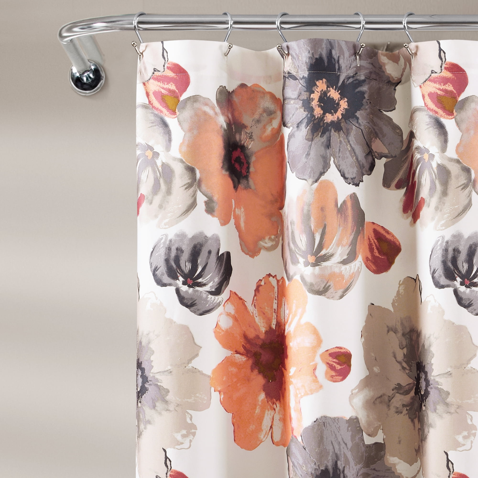 Coral and cheap gray shower curtain