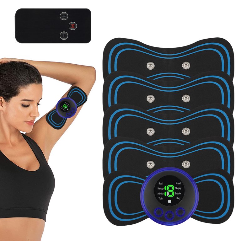 5pc Portable EMS Mini Electric Neck Back Massager Cervical Massage Patch Stimulator, Size: 17 x 6 cm, Blue