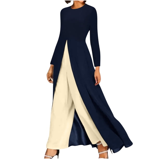 Monos Puntoco para mujer, vestido informal de manga larga con cuello redondo y retazos, mameluco, traje de oficina para mujer, liquidación Puntoco Puntoco-2152
