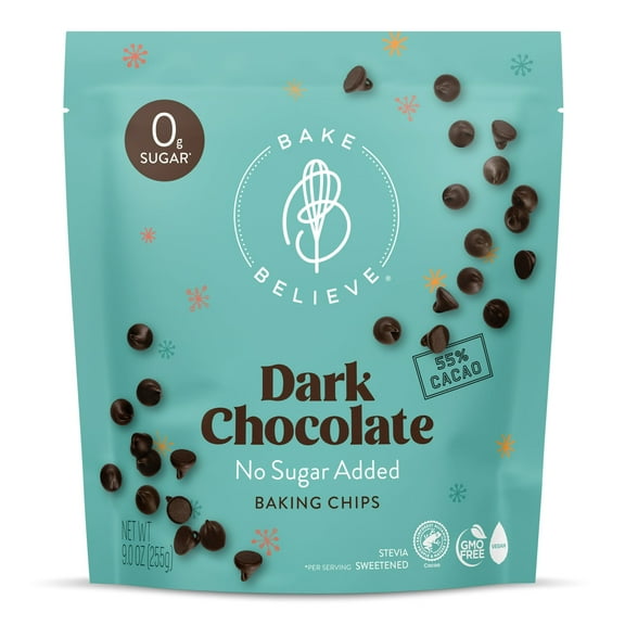 Bake Believe ,Keto-Friendly, Dark Chocolate Chips, 9 oz Bag pack of 2