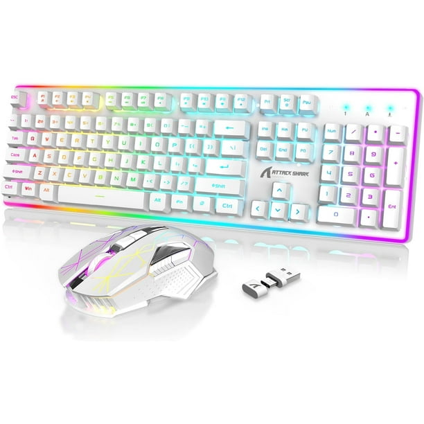 Wireless Gaming Keyboard and Mouse Combo,USB/Type C Dual Receiver,RGB ...