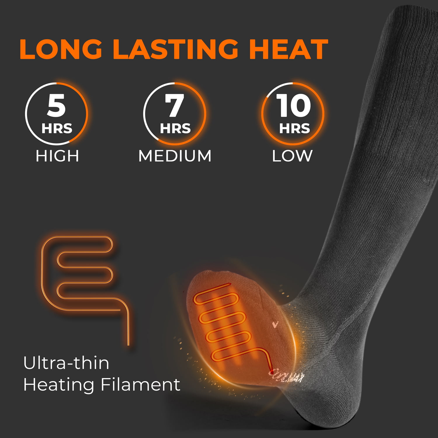 Heated Socks for Men Women,Lotiyo Electric Thermal Warm Socks Black Battery Rechargeable Foot Warmers,Thermo-Socks Kit Ideal for Cold Winter Outdoor Sports