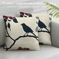 thumbnail image 3 of Shiartex  Throw Pillow Covers Canvas Floral Cartoon Shadow Bird Silhouette Cushion Cases for Couch Sofa Home Decoration Navy Blue Bird Red Flower 24x24in, 3 of 5