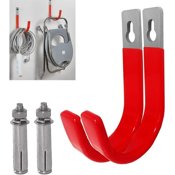 Heavy Duty Steel Garage Hooks,130 lbs Capacity,Large Metal Utility Storage Hook 2 Pack Garden Tool Organizer, Anti-Slip Wall Mount Hose Shed Shop Ladder Hanger J Hook