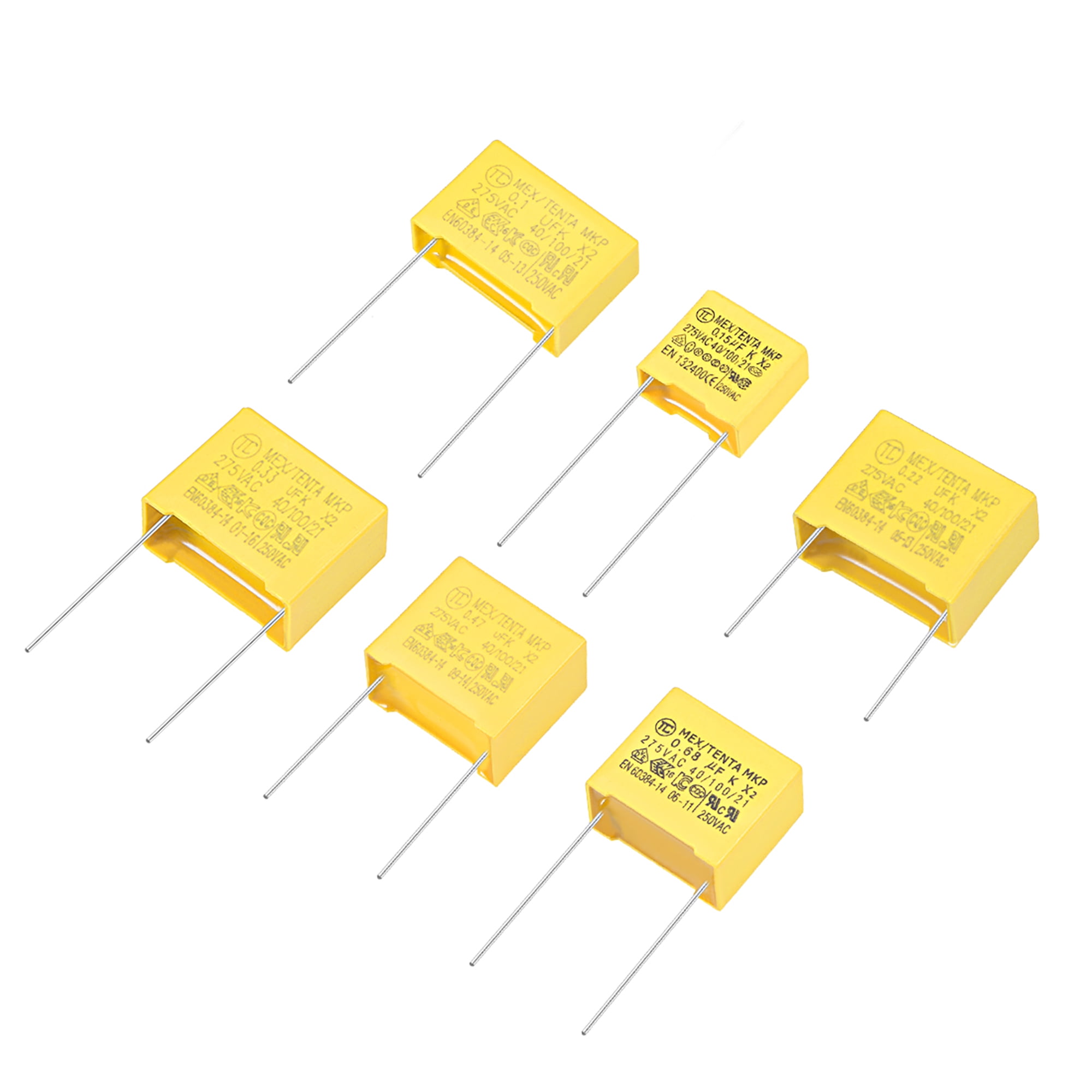 Polypropylene Capacitors Assortment Kit DIP 275VAC X2 MKP 6 Value 0