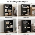 thumbnail image 2 of Huisenitre 3-Shelf Bookcase, Small Open Bookshelf for Bedroom Office, Black, 2 of 8