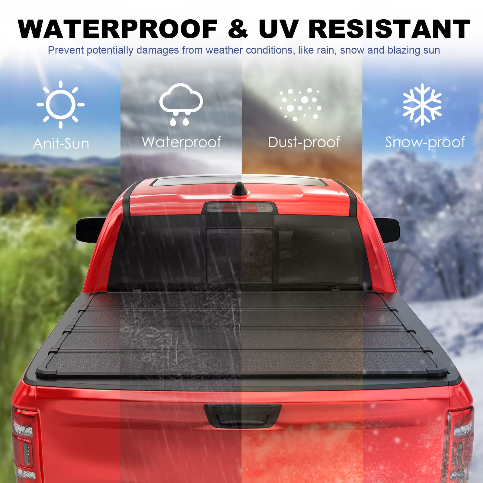 MOSTPLUS 5.7/5.8FT 4-Fold Hard Truck Bed Cover for 2010-2025 2026 Ram 1500 Tonneau Cover