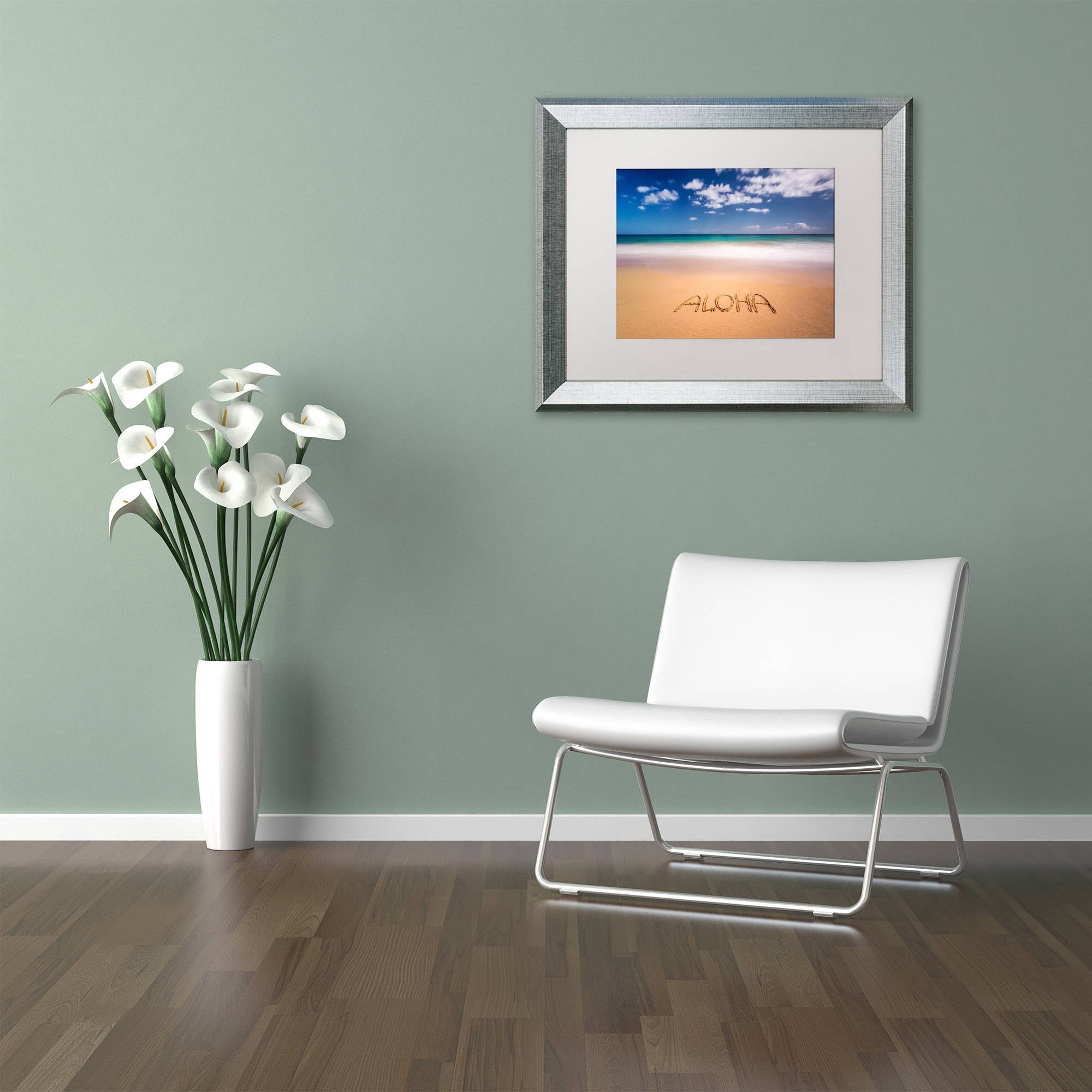 Trademark Fine Art 'Aloha' Canvas Art by Pierre Leclerc, White Matte, Silver Frame