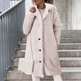 thumbnail image 2 of NAFUU Women's Fuzzy Jackets Lapel Button Down Long Teddy Coat Warm Winter Outwear Pocket Solid Color Fashion Long Fluffy Jacket Comfy Outwear Coats, 2 of 4